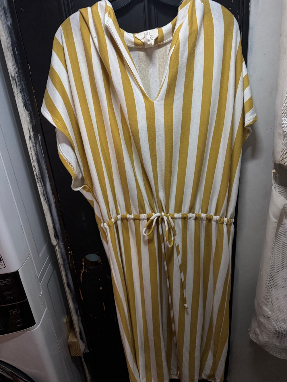 Fantastic Fawn Yellow and White Striped Midi Dress